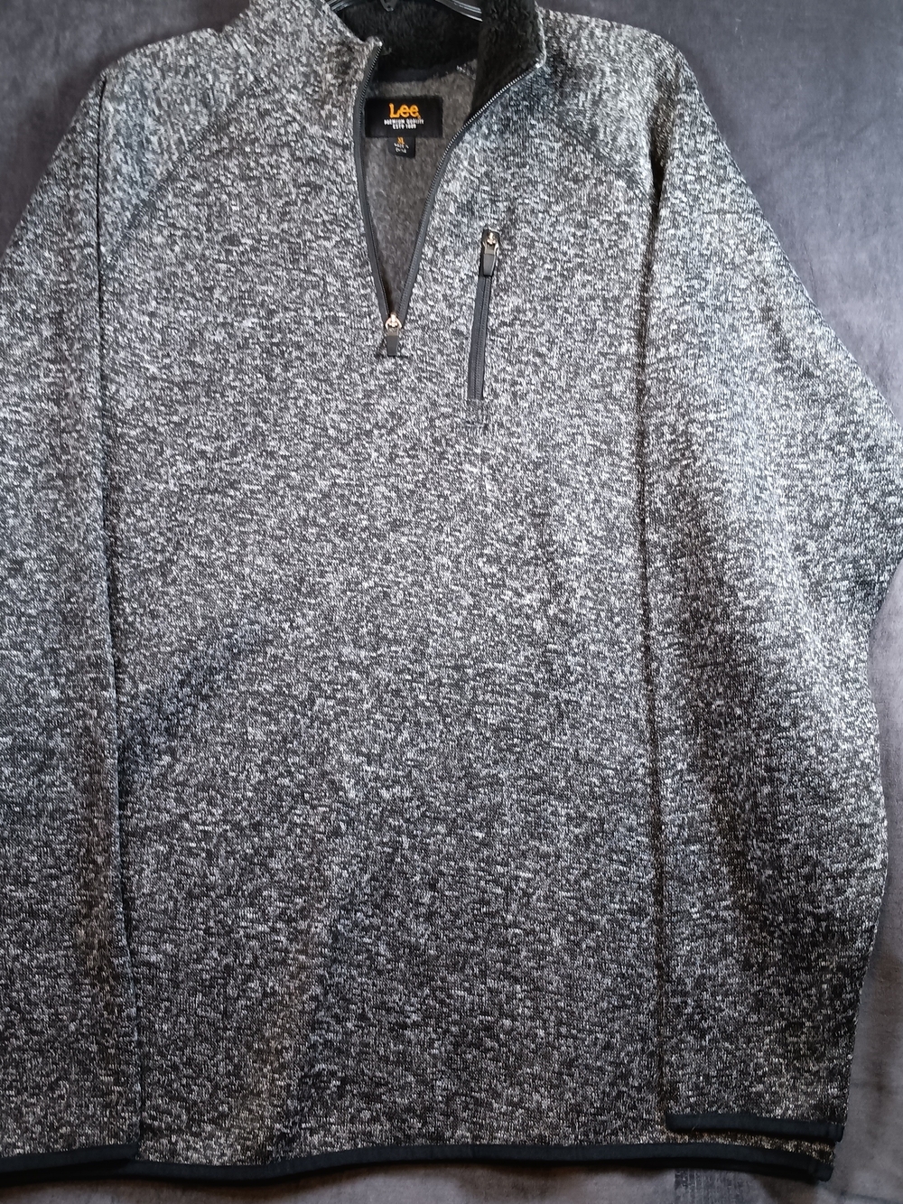 Lee Men’s Black & Gray Quarter-Zip Pullover Sweater.